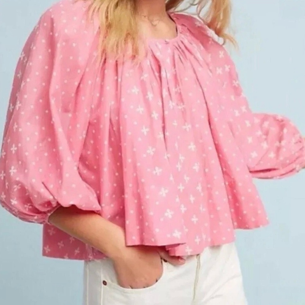 Pink Patterned Women's Boho Blouse - Picture 5 of 6